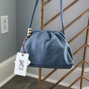 HOBO Slate Blue Leather Gathered crossbody